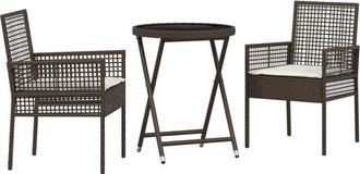 vidaXL Garden Bistro Set 3 pcs Brown Poly rattan Vidaxl