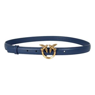 Pinko Love Berry H2 Riem - Dames - Riemen - Blauw - XS - Leer - Accessoires