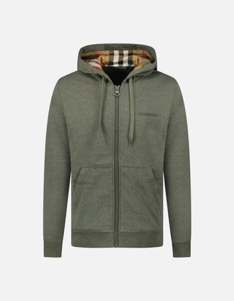Burberry Mens Burberry Hove Check Hoodie Khaki - Green - Size: 40