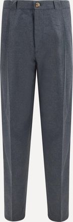 Brunello Cucinelli Virgin wool, cotton and silk moulin&eacute; canvas pleated Pants Male 48