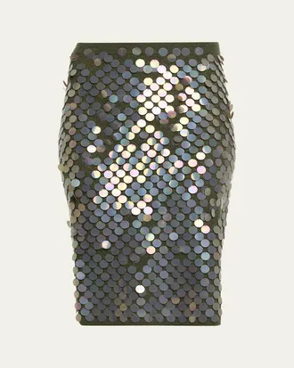 Zankov Sequined Wool-Cashmere Pointelle Knit Midi Skirt
