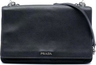Prada Pre-owned Cross Body Bags, female, Black, Size: ONE SIZE Pre-owned Saffiano Crossbody Bag