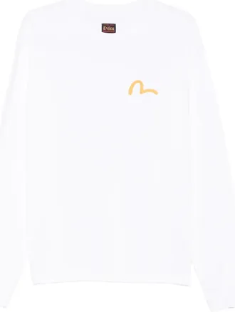 Evisu crew-neck logo sweater - men - Cotton - M - White
