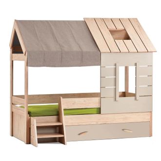 Muemue Cama Infantil Casita + Caj&oacute;n Aglomerado Gris 90x200cm