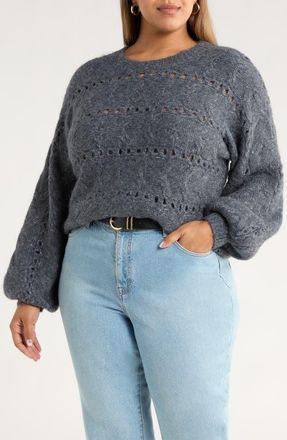 Treasure & Bond Cable Crewneck Sweater in Navy Still at Nordstrom, Size 2X