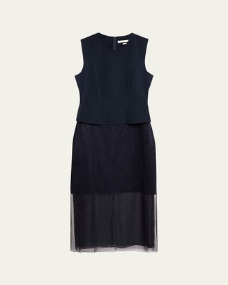 Jason Wu Cady Layered Sleeveless Midi Cocktail Dress