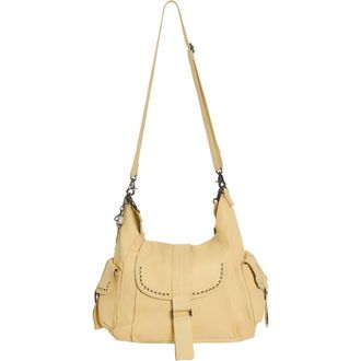 Free People We The Free Leigh Distressed Leather Hobo Bag in Butter Yellow at Nordstrom