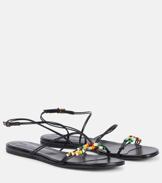 Khaite Loop beaded leather sandals