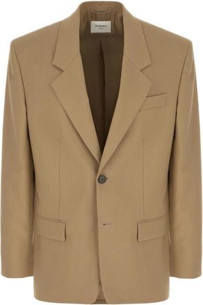 Saint Laurent Single-Breasted Jas - Heren - Blazers - Beige - L - Wol - Jassen
