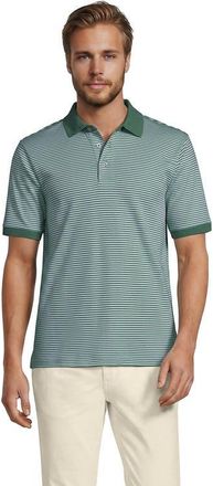 Lands End Short Sleeve Cotton Supima Polo Shirt in Mineral Aqua Stripe at Nordstrom, Size Xx-Large