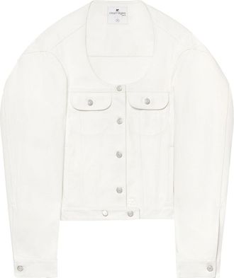 Courr&egrave;ges Cocoon denim jacket - women - Organic Cotton - M - White