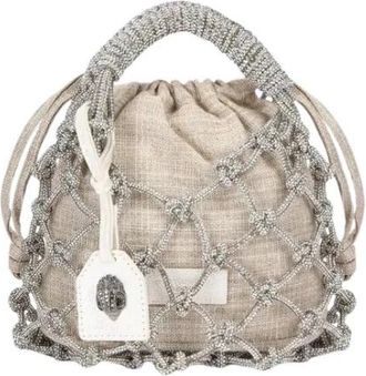 Kurt Geiger Small Macrame Kristallen Tas - unisex - Schoudertassen - Beige - ONE Size - Leer - Tassen