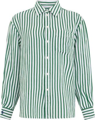 Polo Ralph Lauren Klassiek Passende Gestreepte Linnen Overhemd - Dames - Overhemden - Groen - S - Linnen - Overhemden
