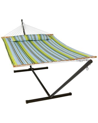 Sunnydaze 2-Person Quilted Spreader Bar Hammock With 12 Stand