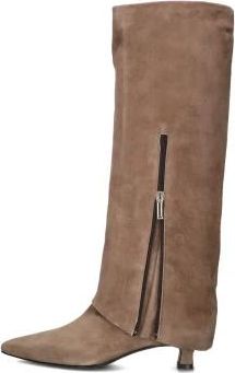 Lina Locchi Taupe Su&egrave;de Hoge Laarzen Ss 3010 - Dames - Laarzen met Hak - Bruin - 39 EU - Su&egrave;de - Schoenen