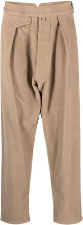 Moschino pleat-detail cotton straight trousers - men - Cotton/Elastane - 46 - Neutrals