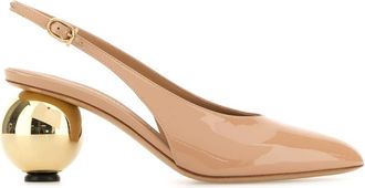 Ferragamo Womens Skin Pink Leather Tessie 70 Pumps - Beige - Size EU 39