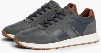Tommy Hilfiger Mens T-Logo Mixed-Leather Runner Sneaker - Navy Blue - US 11.5 / EU 45