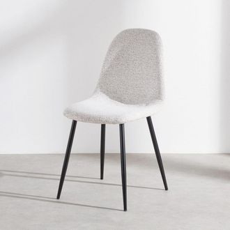 Maisons du monde Silla de tejido tramado beige y acero negro