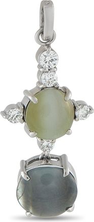 Luxury Bazaar Platinum 0.14ct Diamond and Cats Eye Pendant MF03-010226