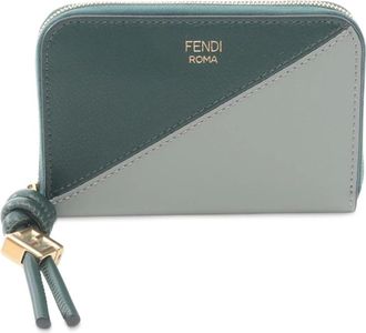Fendi Pre-owned Wallets, female, Green, Size: ONE SIZE Pre-owned Roma Colorblock Zip Around Small Wallet