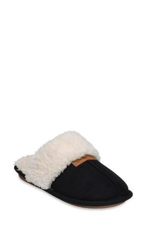 GaaHuu Faux Suede & Faux Shearling Lined Slipper in Black at Nordstrom Rack, Size Medium