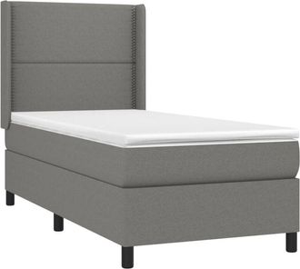 vidaXL Vidaxl - Cama Box Spring Con Colch&oacute;n Tela Gris Oscuro 90x190 Cm