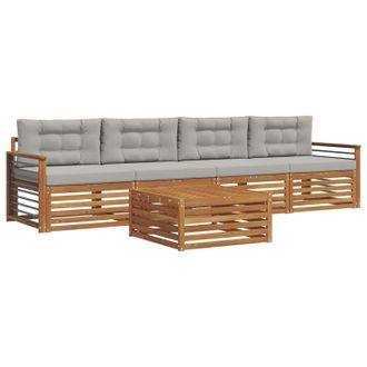 vidaXL Conjunto De Sof&aacute;s De Exterior 5 Pcs Gris Natural Y Claro Vidaxl