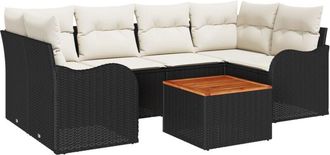 vidaXL Garden Sofa Set 7 pcs Black Poly rattan Vidaxl