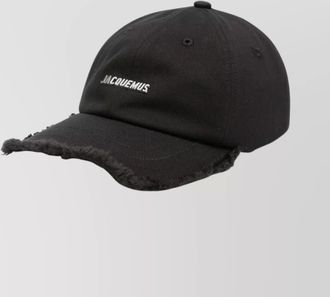 Jacquemus six-panel frayed brim eyelet cap