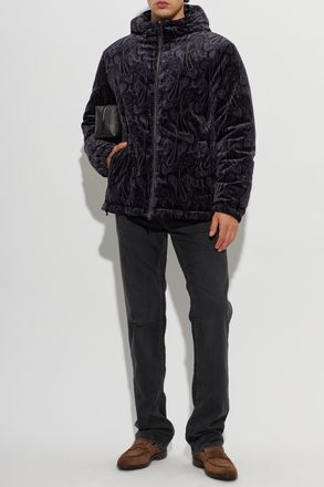 Etro Oversized Velour Jacket, Mens, Navy Blue