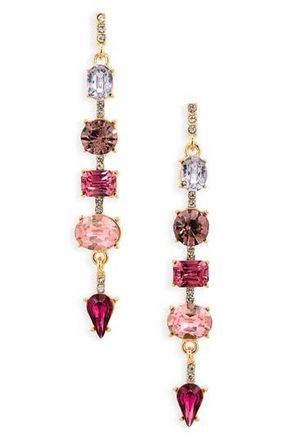 Cara Crystal Linear Drop Earrings in Purple/Multi at Nordstrom Rack