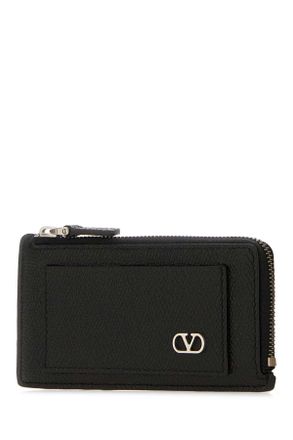 Valentino Garavani Textured Leather Wallet - Black