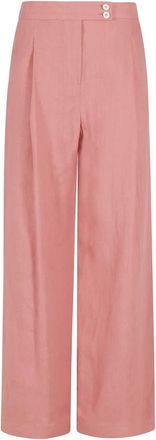 Eleventy Pantalone a Vita Alta - Dames - Wijde Broeken - Rood - S - Linnen - Broeken