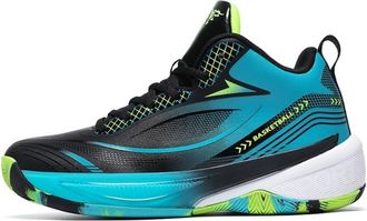 Generic Mens Plus Size Basketball Shoes Wear-Resistant Shock-Absorbing Rebound Cement Floor Sports Training Boots Walking Shoes(Black,12.5 UK)