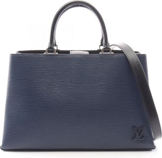 Louis Vuitton Black Navy Leather Handbag Tote Bag (Pre-Owned)