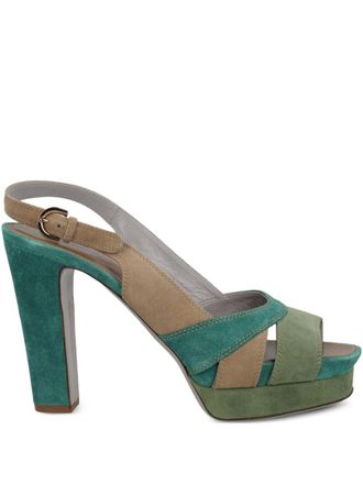 Sergio Rossi Sandali slingback in pelle scamosciata con plateau 100mm - Verde