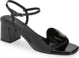 Koko + Palenki Sphere Ankle Strap Sandal in Black Patent at Nordstrom, Size 7.5
