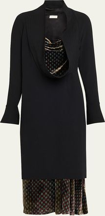 Dries Van Noten Delsey Cowl-Neck Long-Sleeve Midi Dress