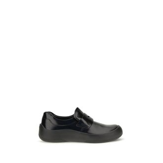 Prada Black Calf Leather Bos Taurus Slip-On Mens Loafers