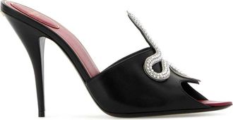 Valentino Garavani Coeur Vip&egrave;re Slide Sandal - Dames - Muiltjes - Zwart - 39 EU - Leer - Schoenen