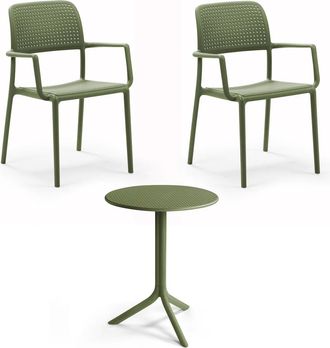 Nardi Bora Armlehnstuhl (2x) + Step Tisch, agave