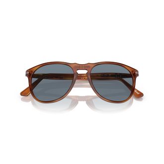 Persol 0po9649s Translucent Brown Acetate Sunglasses with Round Frame