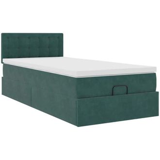 vidaXL Estructura De Cama Otomana Colch&oacute;n Terciopelo Verde Oscuro Vidaxl