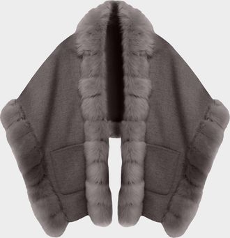 Gorski Reversible Loro Piana Cashmere-Wool Shawl with Merinillo Lamb Shearling Trim