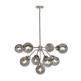 Loops 9 Bulb Chandelier LIght Highly Polished Nickel LED E14 8W LED in Metallics