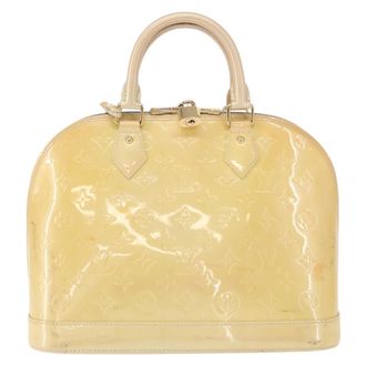 Louis Vuitton Alma Handbag Monogram Vernis Beige Patent_Leather Handbag (Pre-Owned)