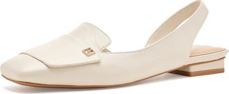 Franco Sarto Teagan Slingback Shoes Womens Flat Shoes Cream White Leather : 6.5 M, Faux Leather/Leather/Synthetic