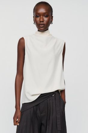 Reformation Bobbi 100% Silk Mock Neck Top