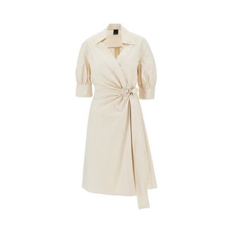 Pinko Stretch cotton wrap-over midi dress Woman 38